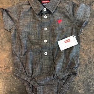 Grey 6-9M Wrangler button down onesie